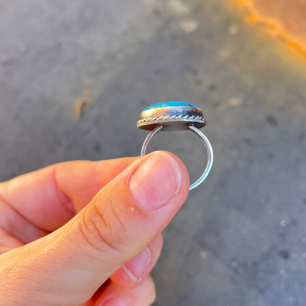 PRICE FIRM Gorgeous Turquoise Sterling Silver Statement Ring - Picture 7 of 15